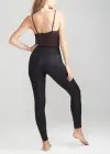 Stretch and Shine Faux Leather Shaping Legging(Black,XS)