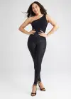 Stretch and Shine Faux Leather Shaping Legging(Black,XS)