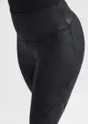 Stretch and Shine Faux Leather Shaping Legging(Black,XS)
