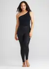 Stretch and Shine Faux Leather Shaping Legging(Black,XS)
