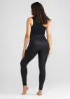 Stretch and Shine Faux Leather Shaping Legging(Black,XS)