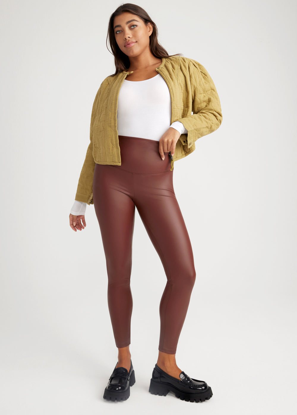 Faux Leather Shaping Legging(Java,XS)