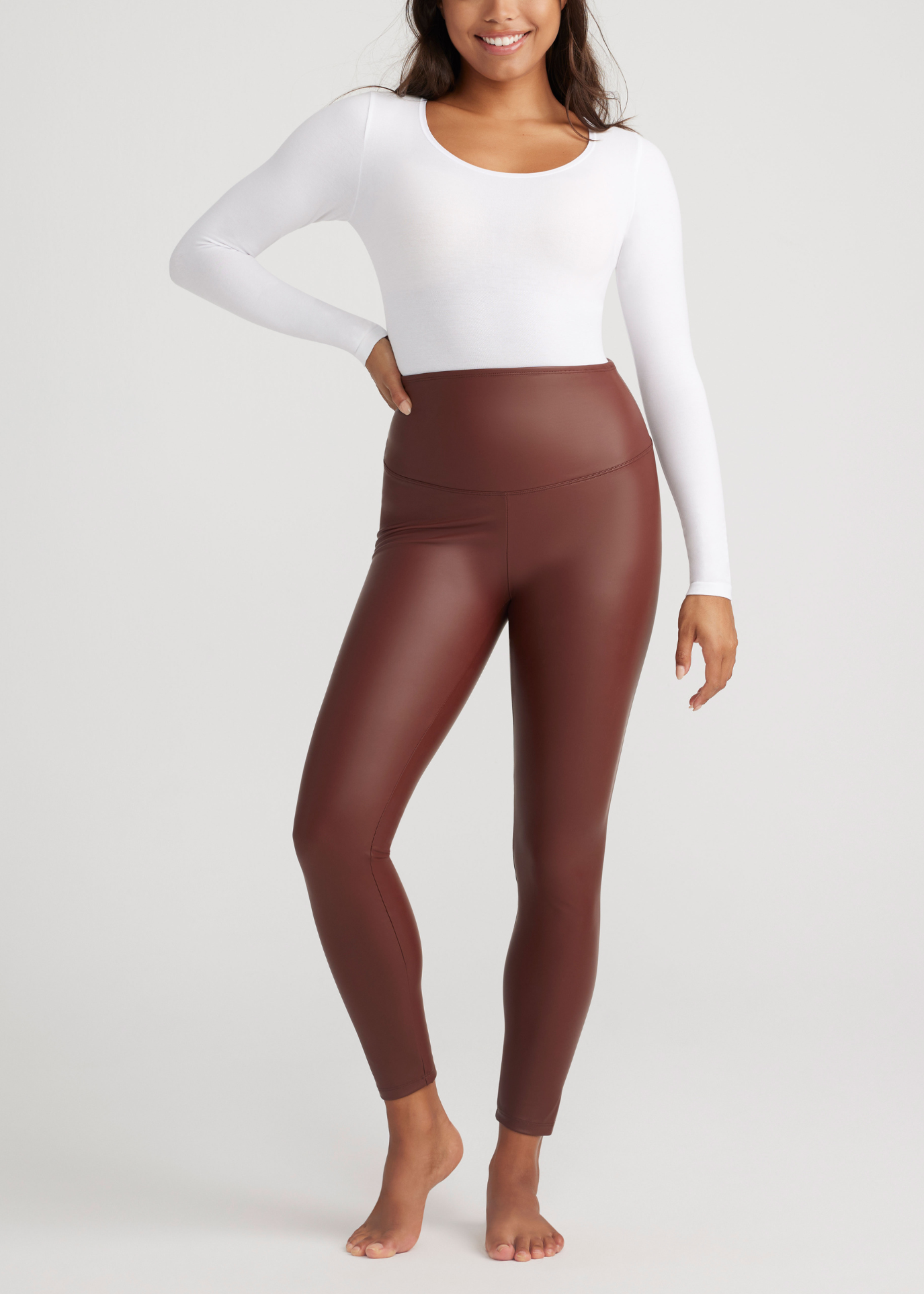 Faux Leather Shaping Legging(Java,XS)