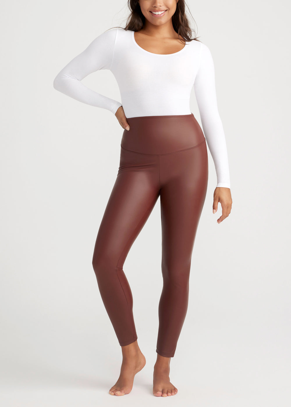 Faux Leather Shaping Legging(Java,XS)