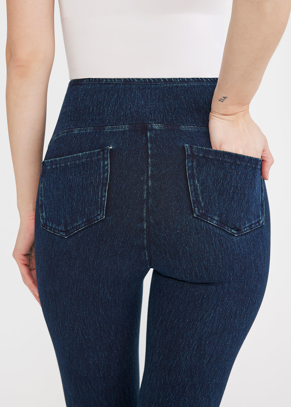 Remy Cropped Denim Shaping Legging w/ Released Hem(True Indigo,XS)