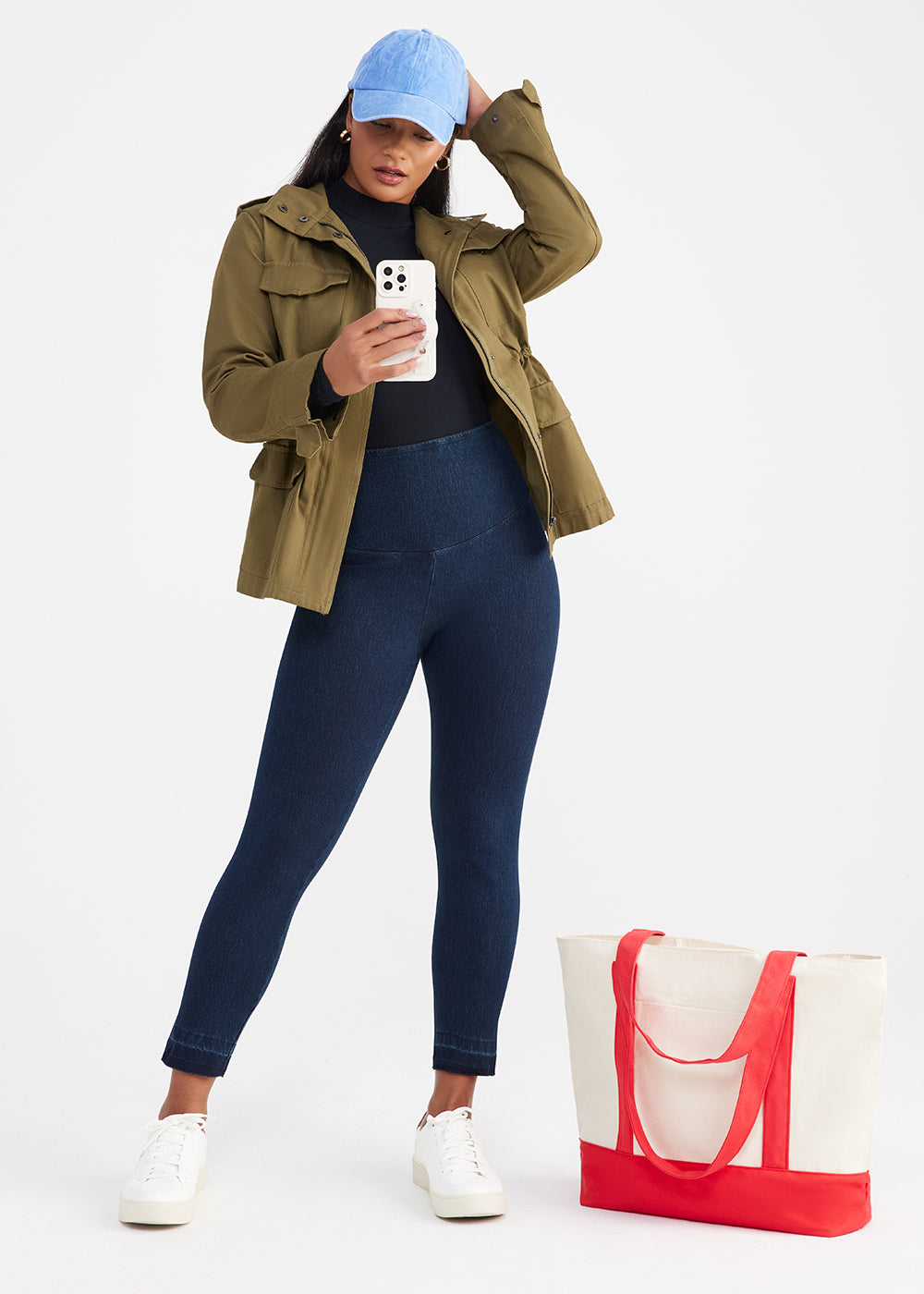 Remy Cropped Denim Shaping Legging w/ Released Hem(True Indigo,XS)
