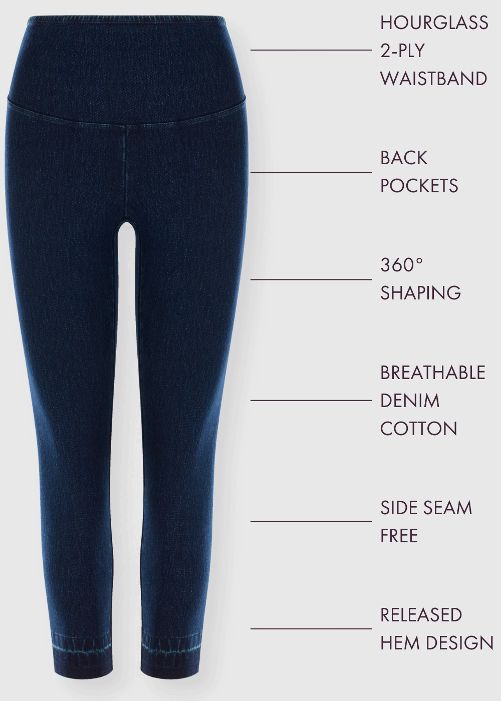 Remy Cropped Denim Shaping Legging w/ Released Hem(True Indigo,XS)