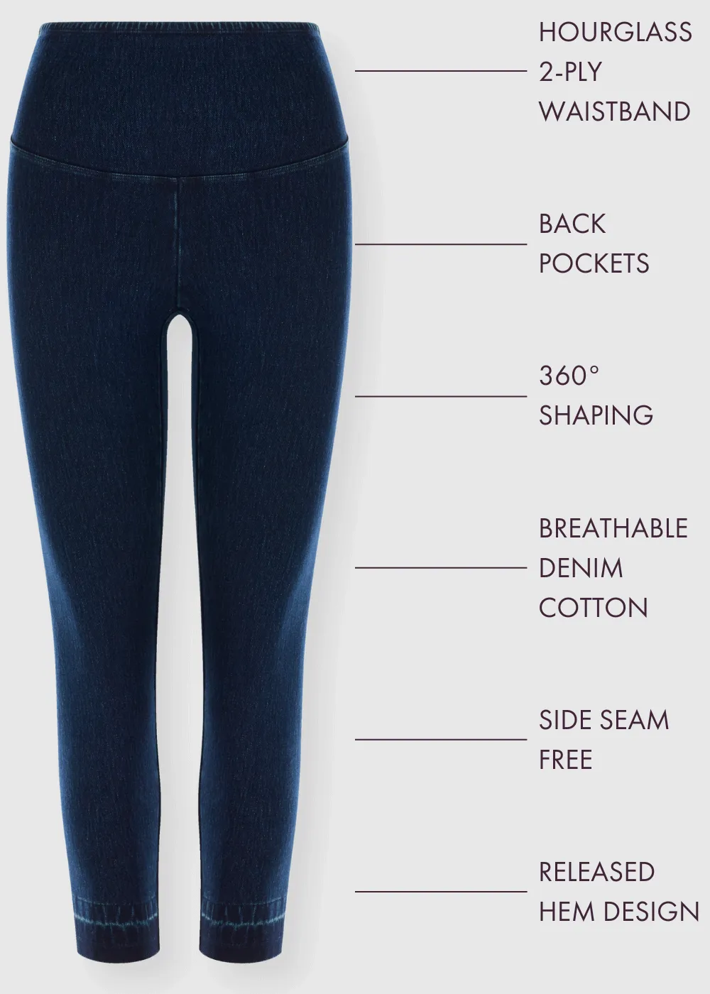 Remy Cropped Denim Shaping Legging w/ Released Hem(True Indigo,XS)