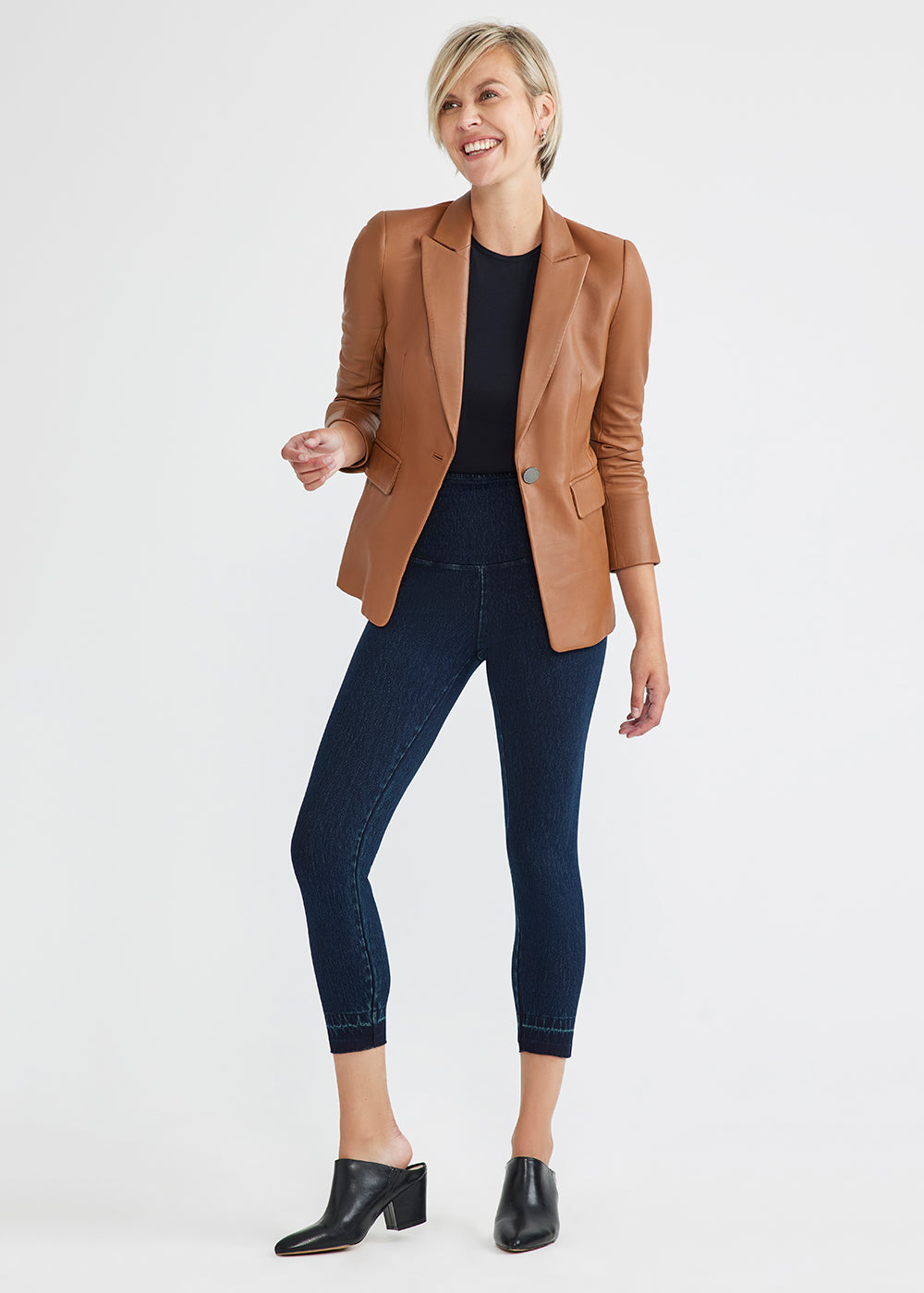 Remy Cropped Denim Shaping Legging w/ Released Hem(True Indigo,XS)
