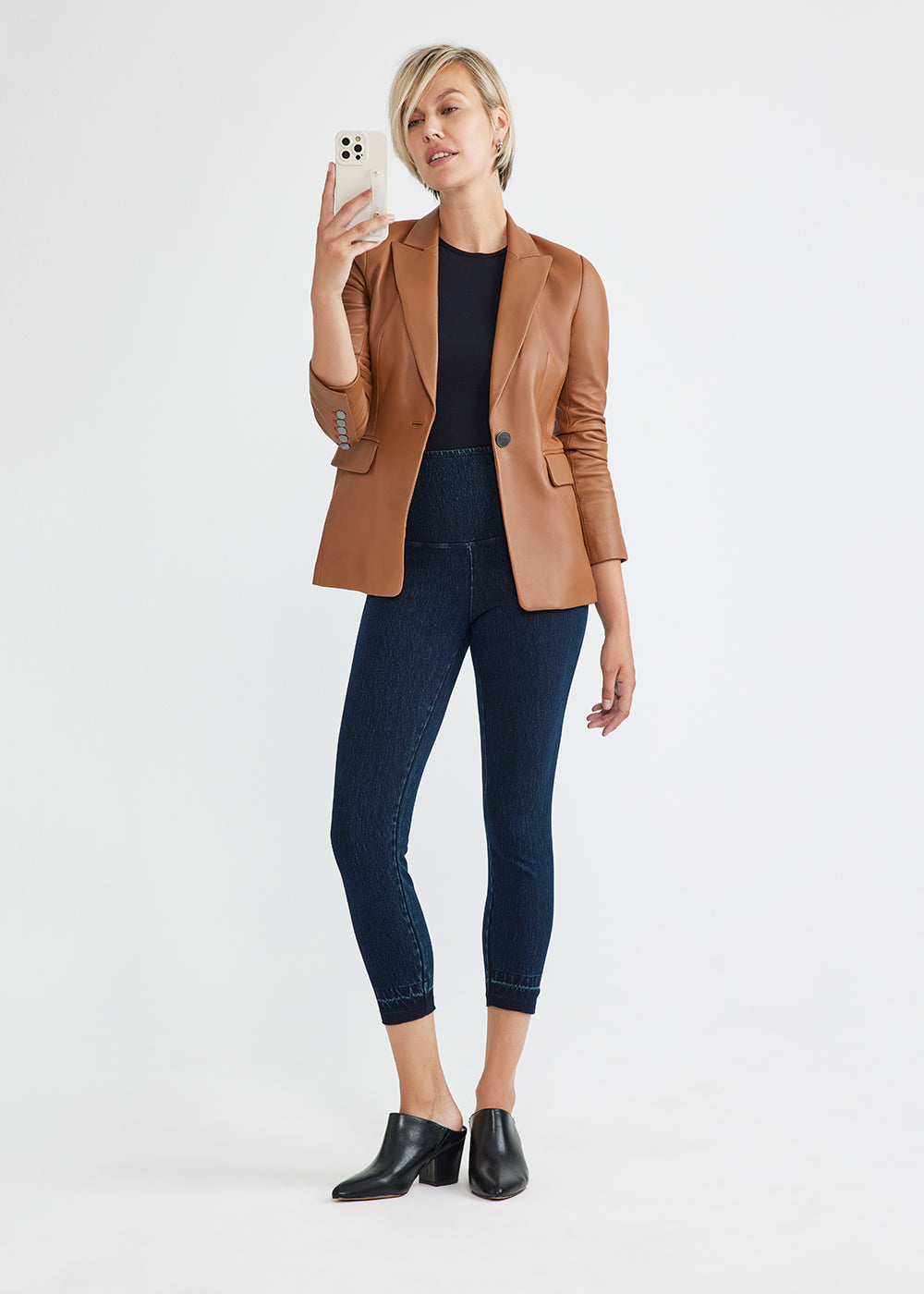 Remy Cropped Denim Shaping Legging w/ Released Hem(True Indigo,XS)