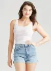 Ruby Shaping Thong Bodysuit - 360Sculpt™ Cotton(Etherea/White Stripe,S/M)