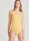 Ruby Shaping Thong Bodysuit - 360Sculpt™ Cotton(Golden Glow/White Stripe,S/M)
