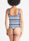Ruby Shaping Thong Bodysuit - 360Sculpt™ Cotton(Grey Heather/Medieval Blue Stripe,S/M)
