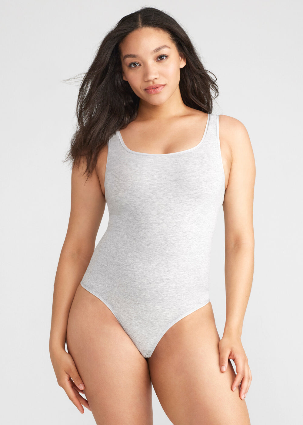 Ruby Shaping Thong Bodysuit - 360Sculpt™ Cotton(Heather Grey,S/M)