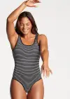 Ruby Shaping Thong Bodysuit - 360Sculpt™ Cotton(Black & White Stripe,S/M)
