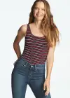 Ruby Shaping Thong Bodysuit - 360Sculpt™ Cotton(Tawny Port/Night Sky/White Stripe,S/M)