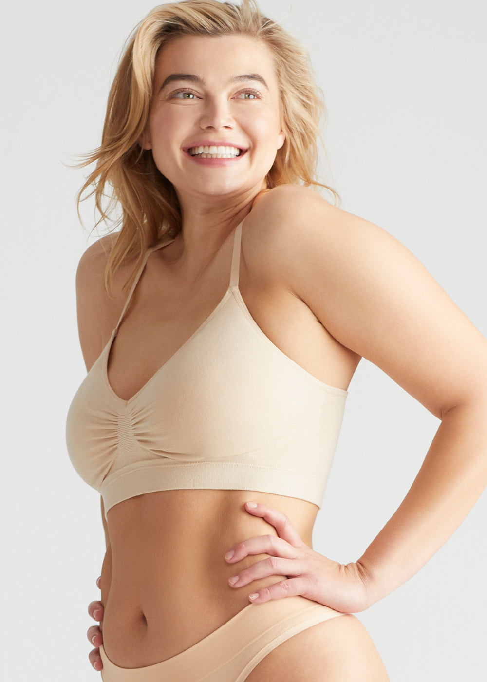 Emmie T-Back Bralette w/ Removable Pads - Yummie SoftServe™(Frappe,S/M)