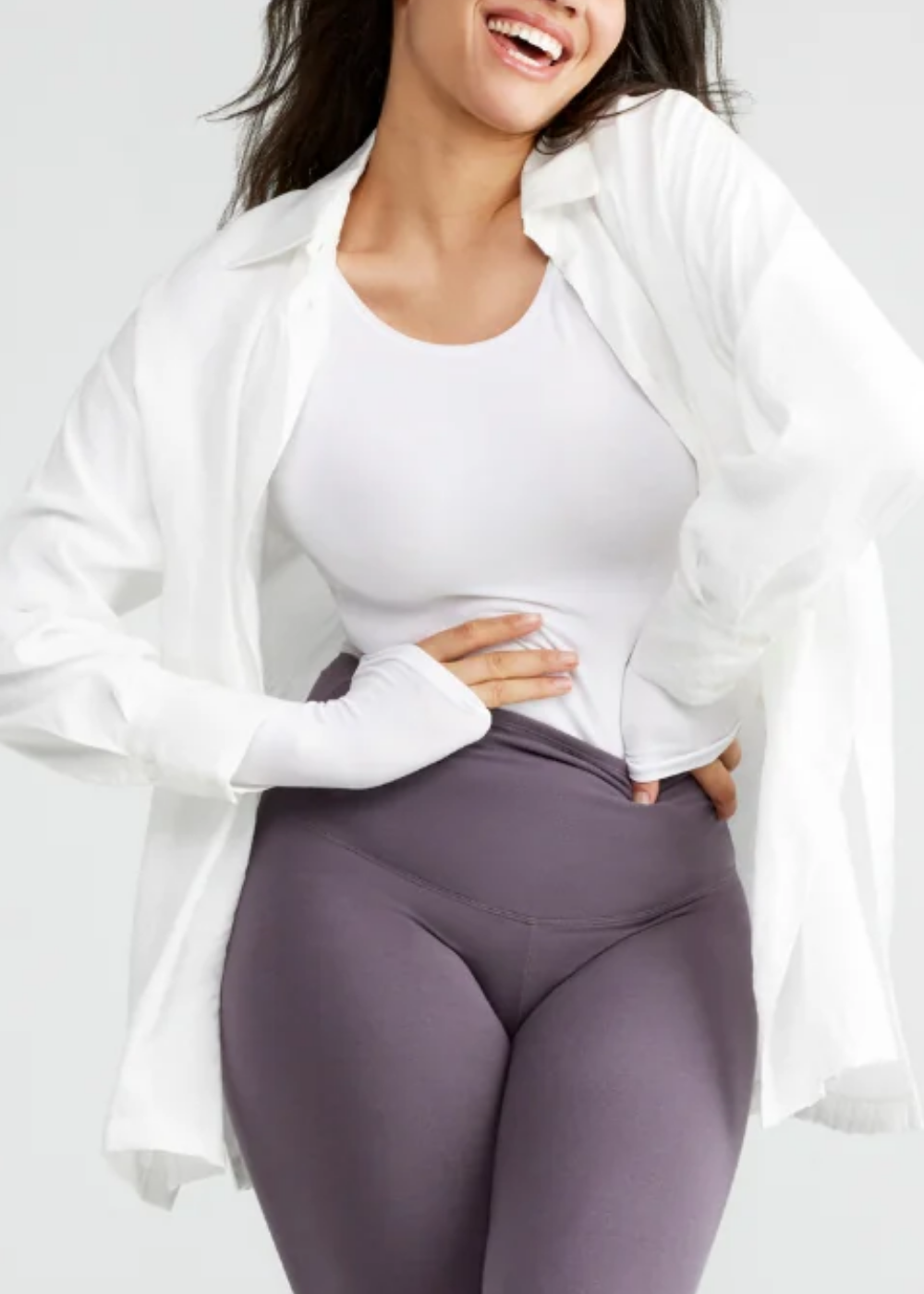 Long Sleeve Shaping Thong Bodysuit - Yummie SoftServe™(White,S/M)