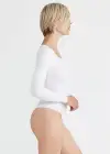 Long Sleeve Shaping Thong Bodysuit - Yummie SoftServe™(White,S/M)
