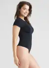 Short Sleeve Shaping Thong Bodysuit - Yummie SoftServe™(Black,S/M)