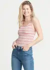 Ruby Shaping Full Back Bodysuit - 360Sculpt™ Cotton(Withered Rose/White Stripe,S/M)