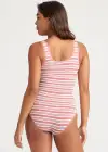 Ruby Shaping Full Back Bodysuit - 360Sculpt™ Cotton(Withered Rose/White Stripe,S/M)