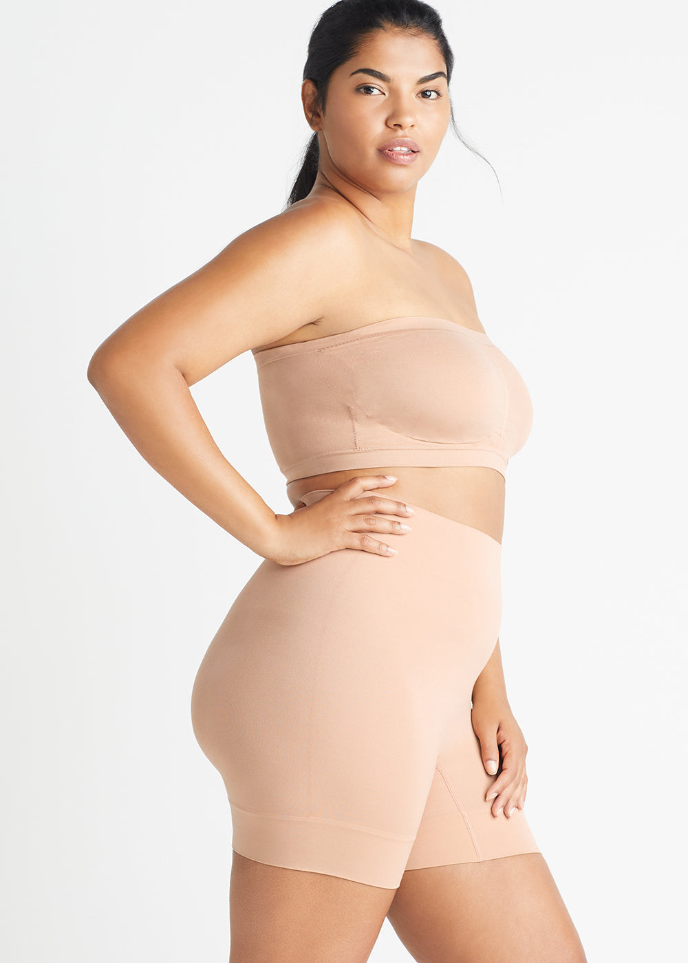 Bandeau Bra w/ Removable Pads(Almond,S/M)
