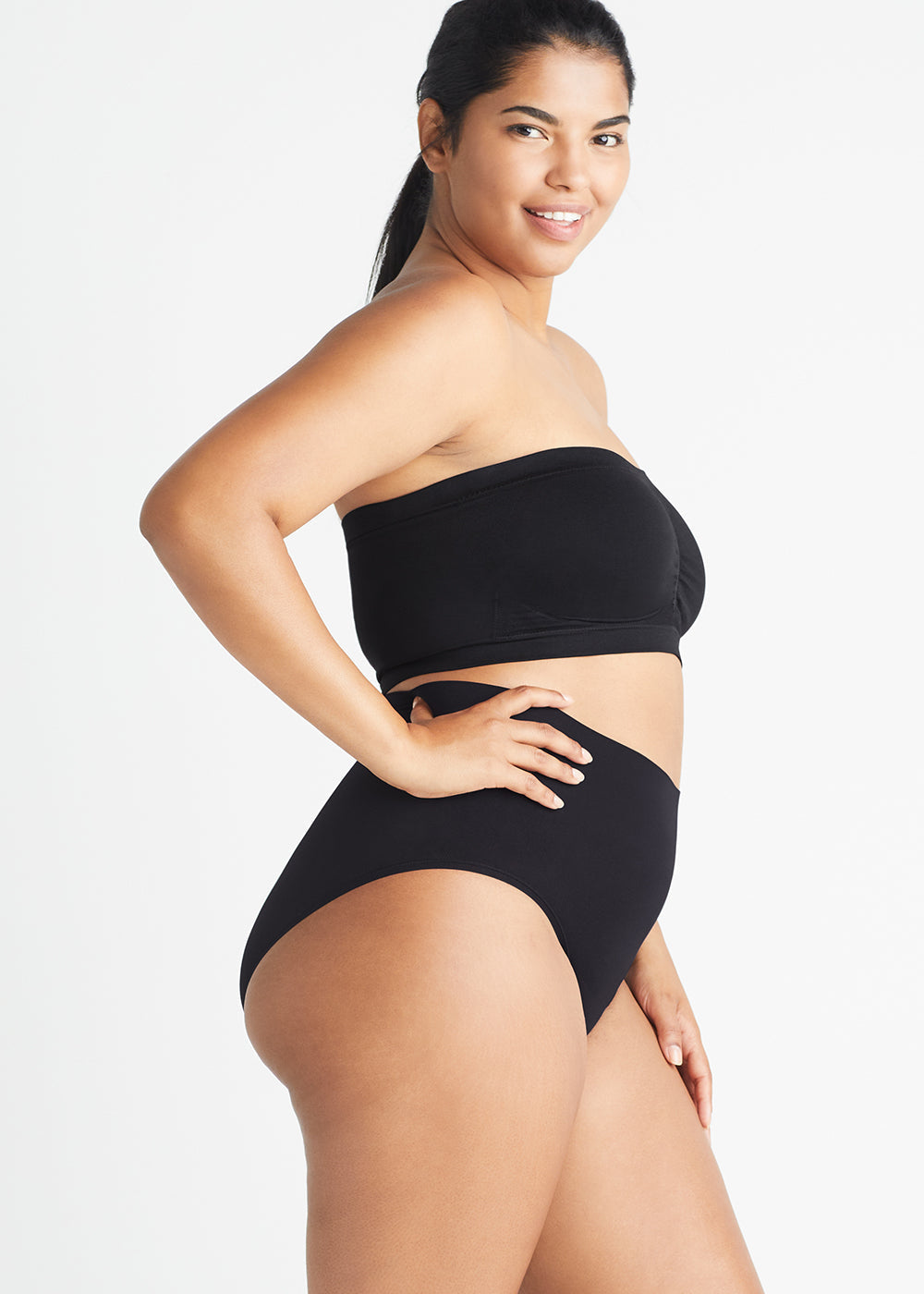 Bandeau Bra w/ Removable Pads(Black,S/M)