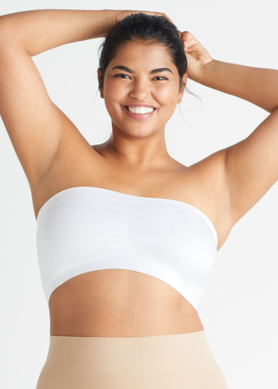 Bandeau Bra w/ Removable Pads(White,S/M)