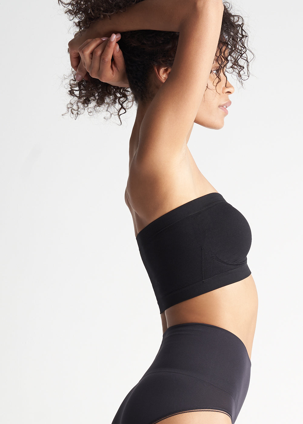 Bandeau Bra w/ Removable Pads(Black,S/M)