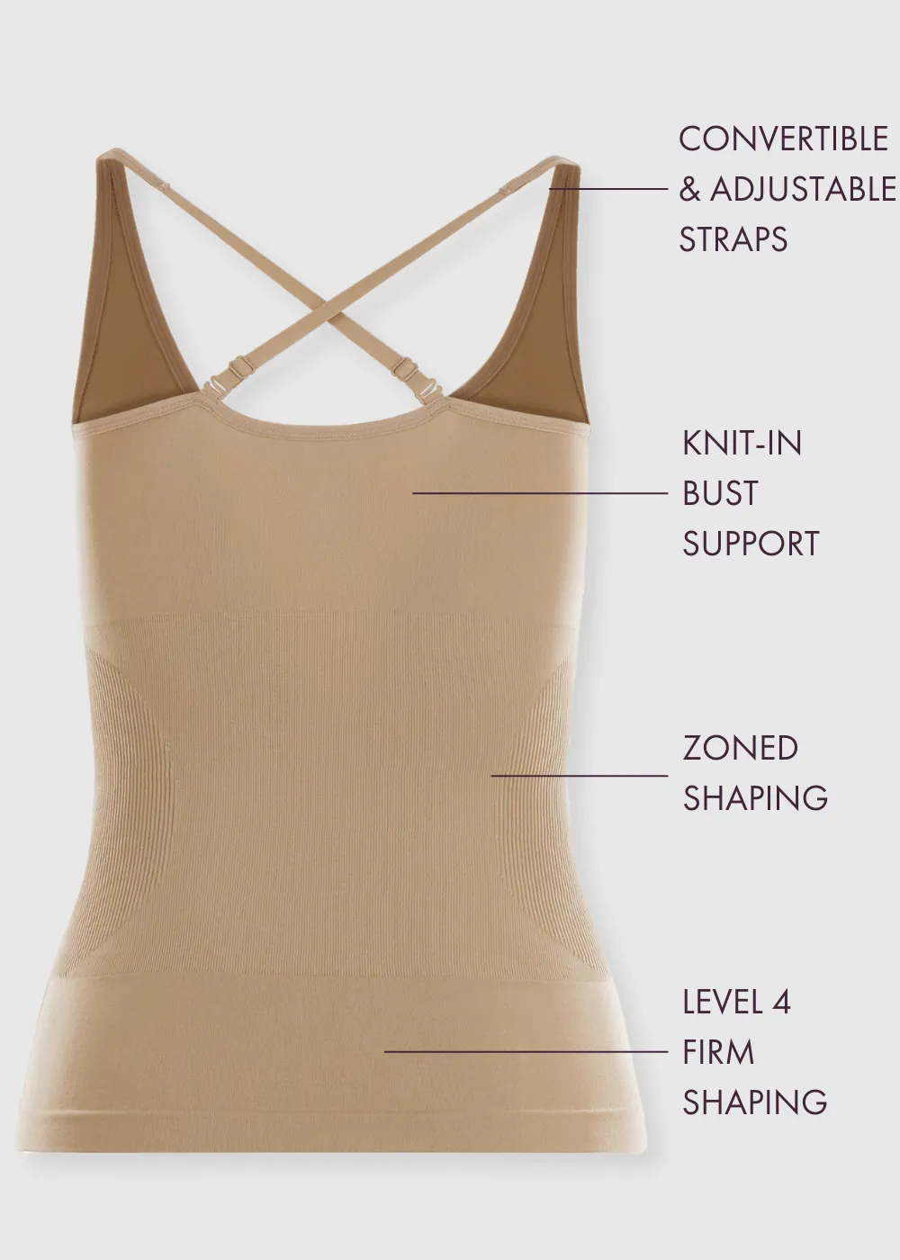 Fay Convertible Zoned Shapewear Camisole(Almond,S/M)