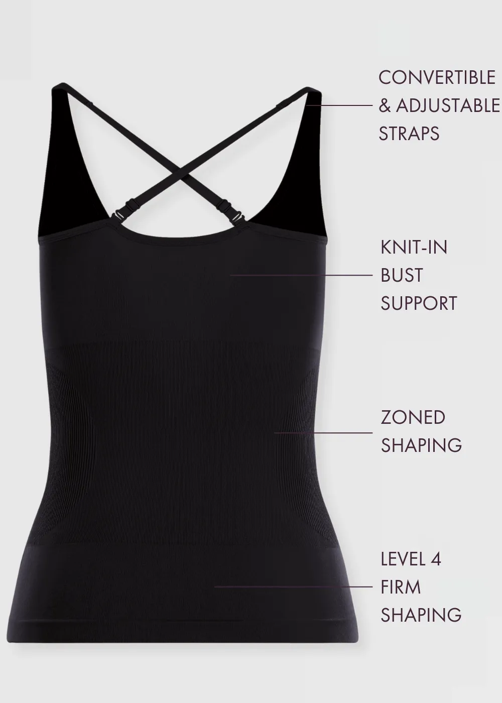 Fay Convertible Zoned Shapewear Camisole(Black,S/M)