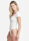 Anette Square Neck Shaping Thong Bodysuit - 360Sculpt™ Cotton(White,S/M)