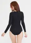 Long Sleeve Shaping Bodysuit - 360Sculpt™ Cotton(Black,S/M)