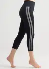 Morgan Seamless Cropped Capri Shaping Legging(Black and White Stripe,S/M)