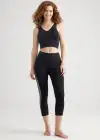 Morgan Seamless Cropped Capri Shaping Legging(Black and White Stripe,S/M)