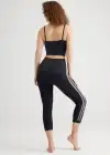 Morgan Seamless Cropped Capri Shaping Legging(Black and White Stripe,S/M)