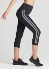 Morgan Seamless Cropped Capri Shaping Legging(Black and White Stripe,S/M)