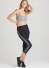 Morgan Seamless Cropped Capri Shaping Legging(Black and White Stripe,S/M)