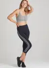 Morgan Seamless Cropped Capri Shaping Legging(Black and White Stripe,S/M)