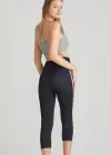 Morgan Seamless Cropped Capri Shaping Legging(Black and White Stripe,S/M)
