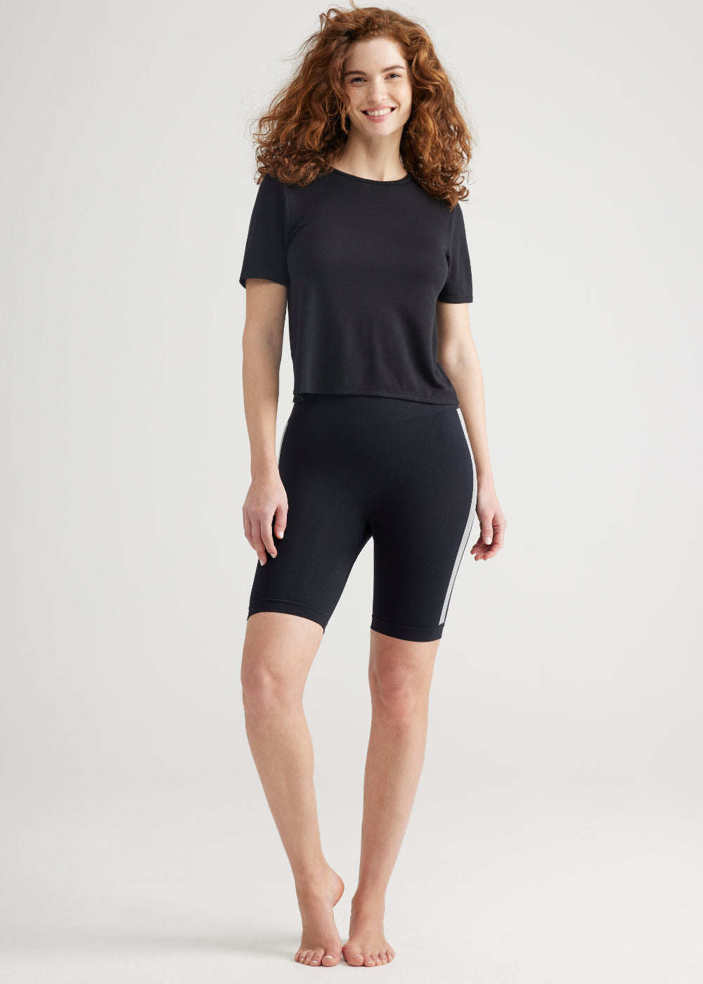 Cora Shaping Biker Short(Black with White Stripe,S/M)