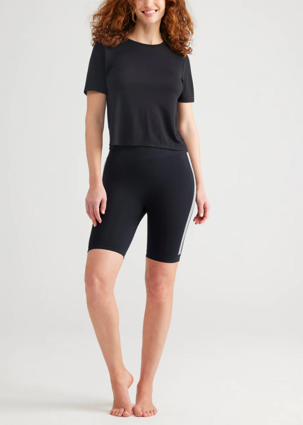 Cora Shaping Biker Short(Black with White Stripe,S/M)