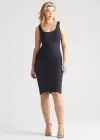 2-Way Smoothing Dress w/ Side Slits(Black,S)