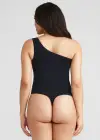 One Shoulder Shaping Thong Bodysuit - Yummie SoftServe™(Black,S/M)