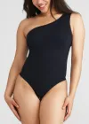 One Shoulder Shaping Thong Bodysuit - Yummie SoftServe™(Black,S/M)