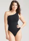 One Shoulder Shaping Thong Bodysuit - Yummie SoftServe™(Black,S/M)