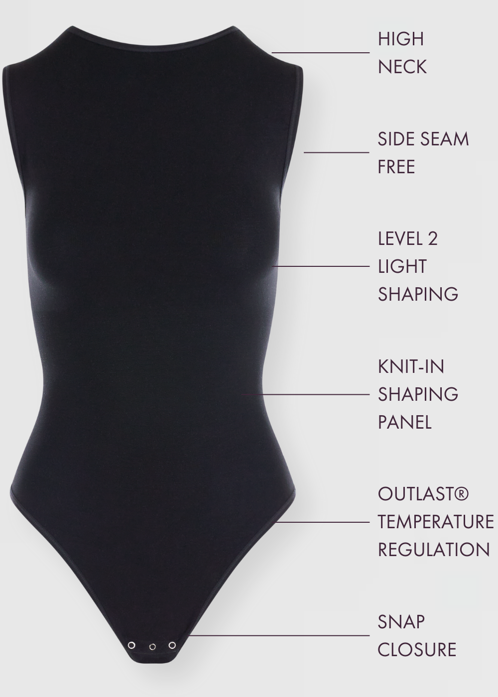 Isabel High Neck Shaping Thong Bodysuit - Yummie SoftServe™(Black,S/M)