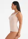 Anna Scoop Neck Shaping Tank Top - 360Sculpt™ Cotton(Almond,S/M)