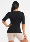 Willow V-Neck 3/4 Sleeve Shaping Top(Black,S/M)